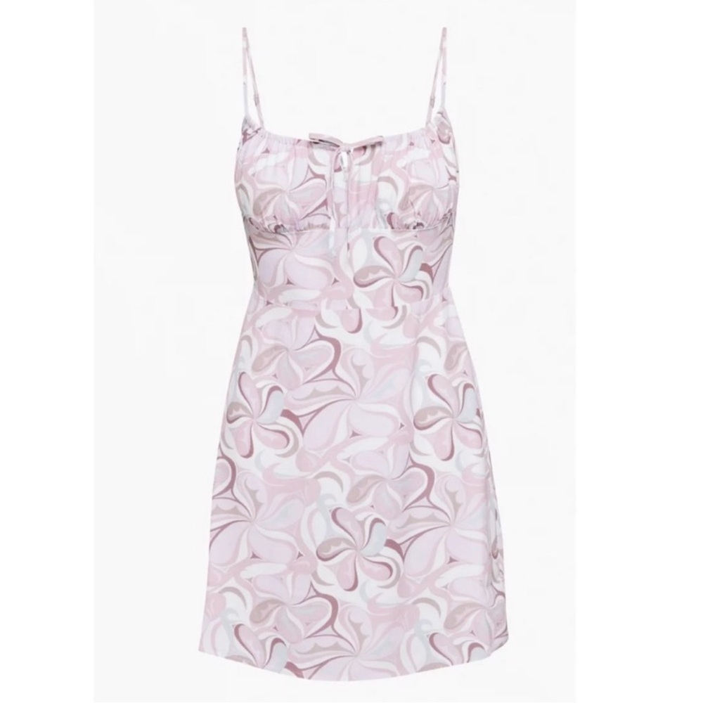 Sunday Best Aritzia Delilah Smocked Floral Mini Dress Tie Front Retro